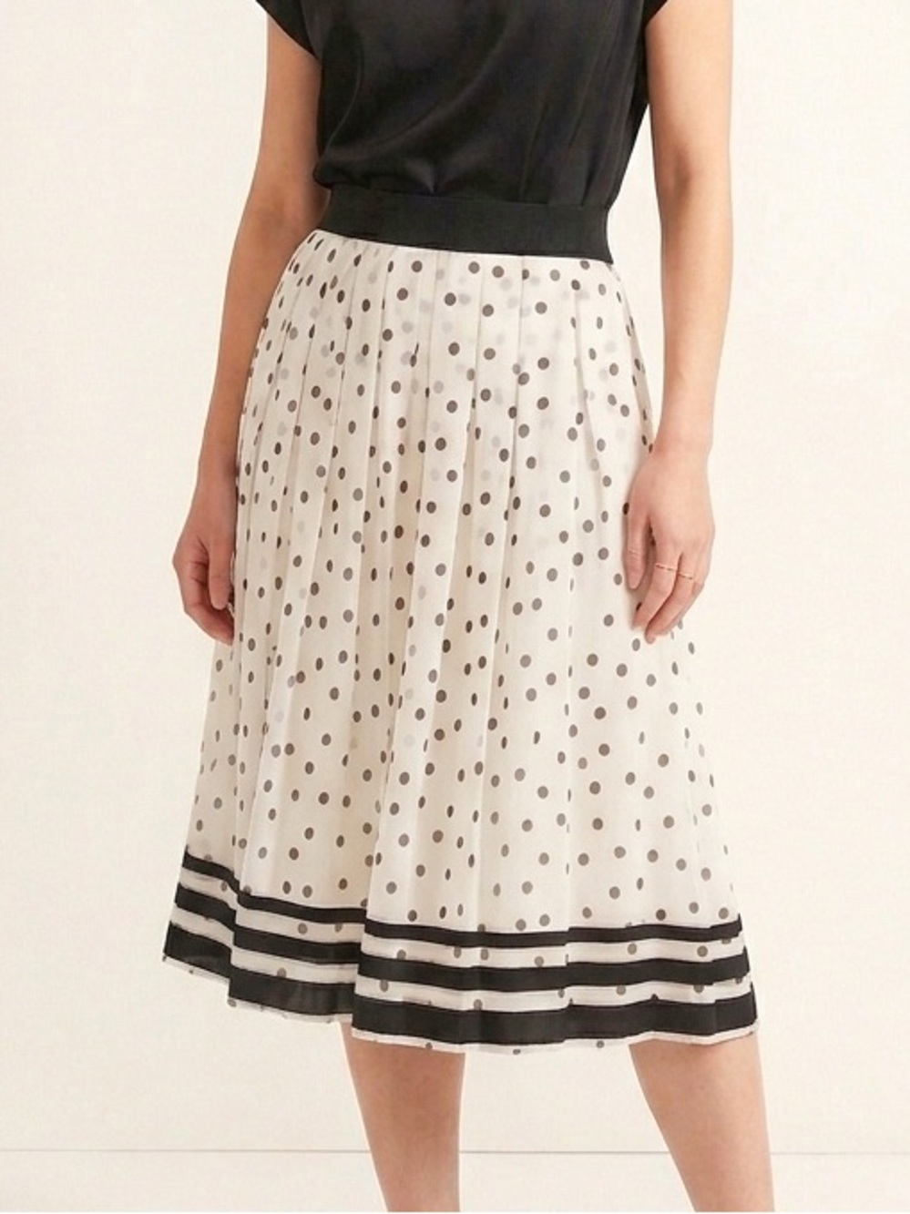 WHITE HOUSE BLACK MARKET Pleated Midi Skirt Retro Chic Chiffon Dots Women’s 6